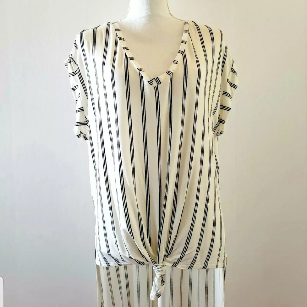 Lover Fire Striped Shirt Top White Black L